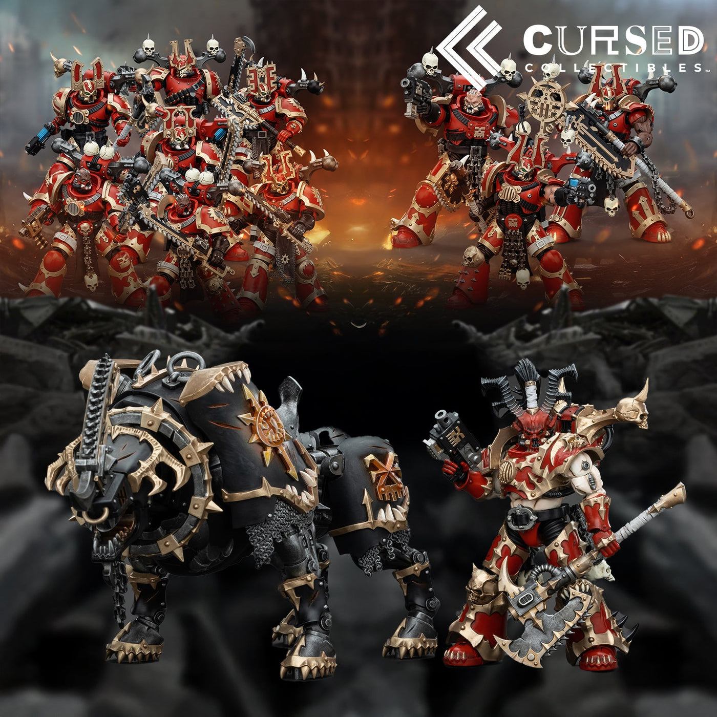 Warhammer 40k JoyToy Actionfigure - World Eaters Khorne super set figure for collectors, display and premium shelf presentation