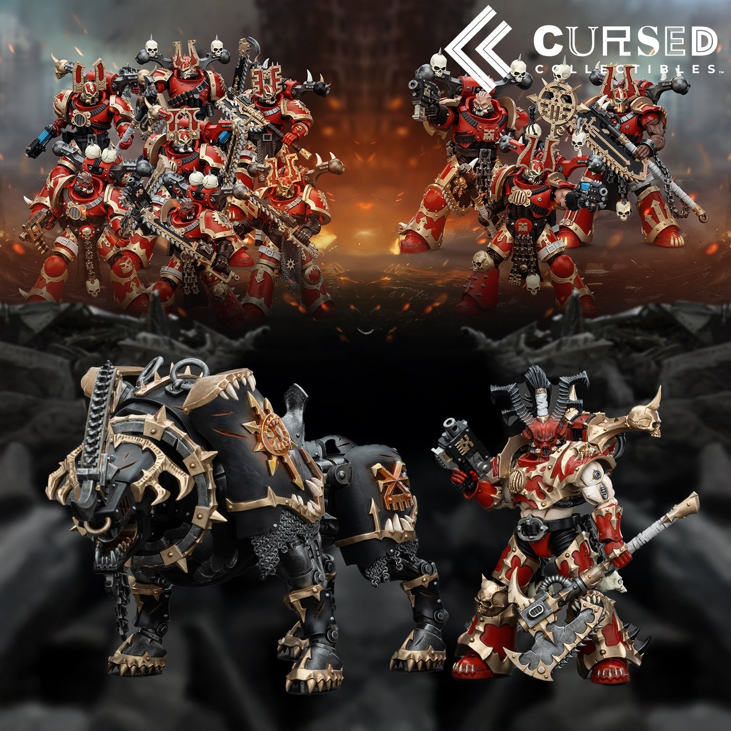 Warhammer 40k JoyToy Actionfigure - World Eaters Khorne super set figure for collectors, display and premium shelf presentation