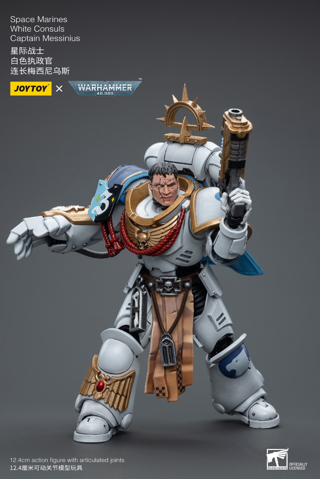 Warhammer 40k JoyToy Actionfigure - Space Marines White Consuls Captain Messinius figure for collectors, display and premium shelf