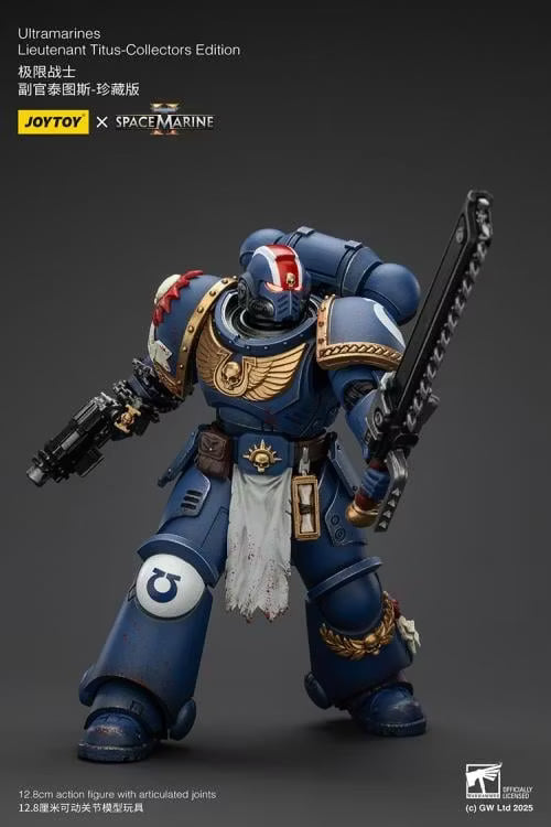 Warhammer 40k JoyToy Actionfigure - Space Marine 2 Ultramarines Lieutenant Titus figure for collectors, display and premium shelf