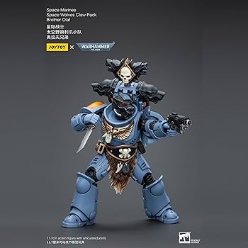 Warhammer 40k JoyToy Actionfigure - Space Marines Space Wolves Claw Pack Brother Olaf figure for collectors, display and premium shelf