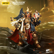 Warhammer 40k JoyToy Actionfigure - Legio Custodes Constantin Valdor, Captain-General of the Legio Custodes. Warhammer figurine with detailed armor and cape, featuring JOYTOY branding.