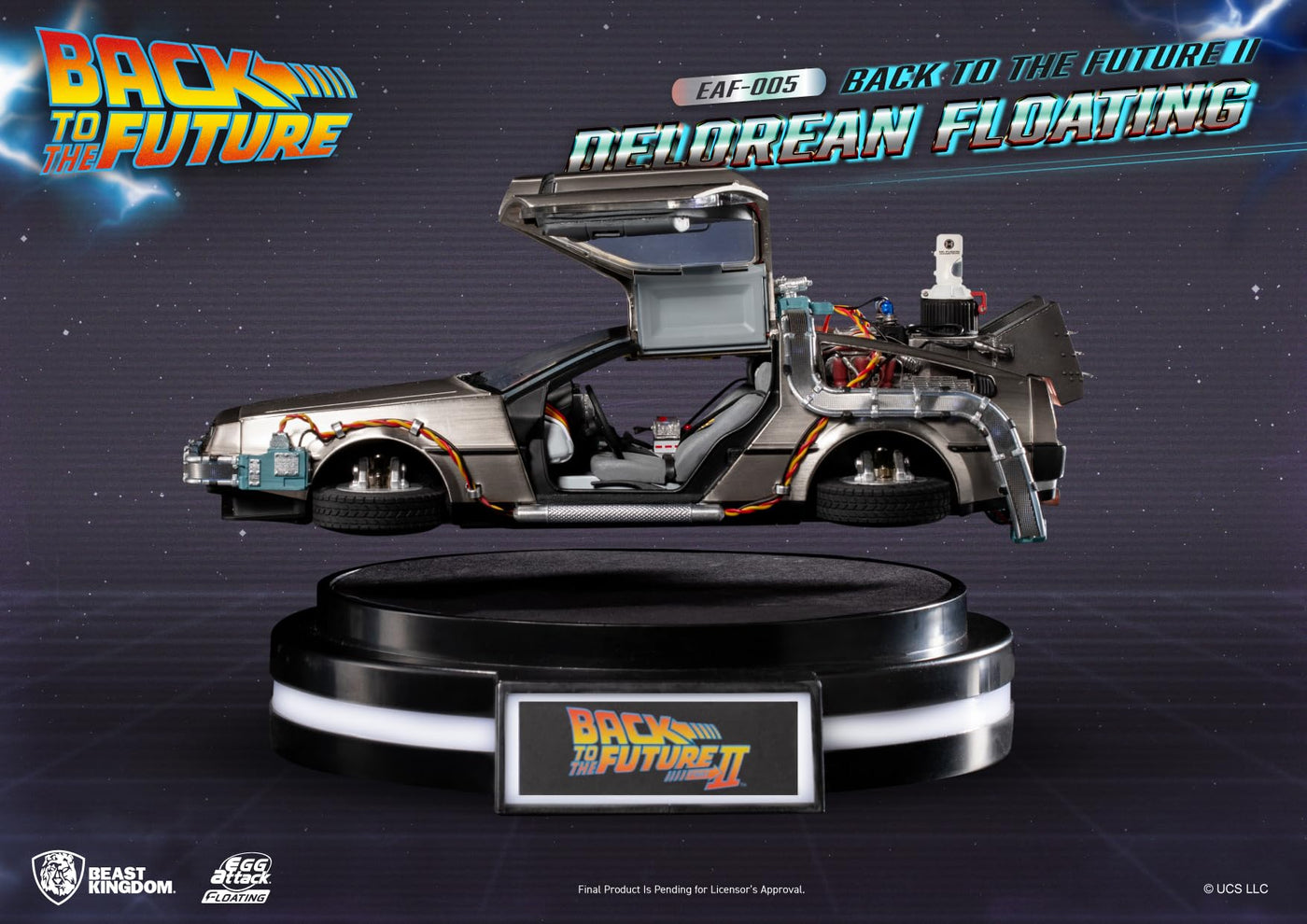 Back to the Future II - Delorean Egg Attack Floating Figure statue from Beast Kingdom for collectors, display and premium shelf presentation