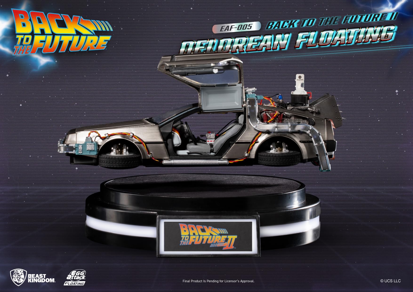 Back to the Future II - Delorean Egg Attack Floating Figure statue from Beast Kingdom for collectors, display and premium shelf presentation