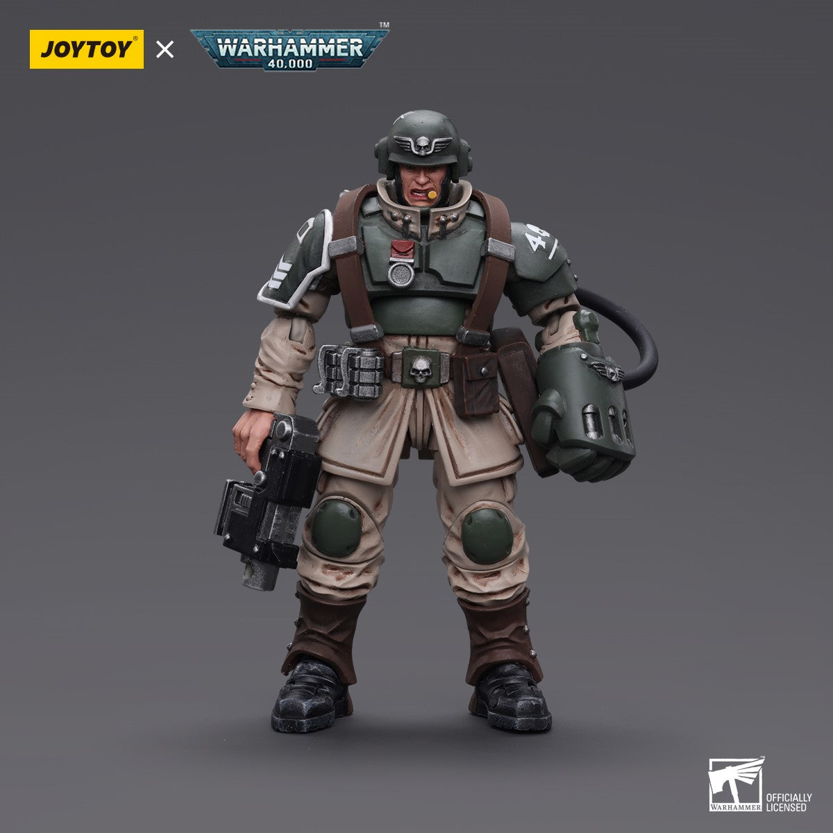 Warhammer 40k JoyToy Actionfigure - Astra Militarum Cadian Command Squad Veteran Sergeant with Power Fist figure for collectors, display