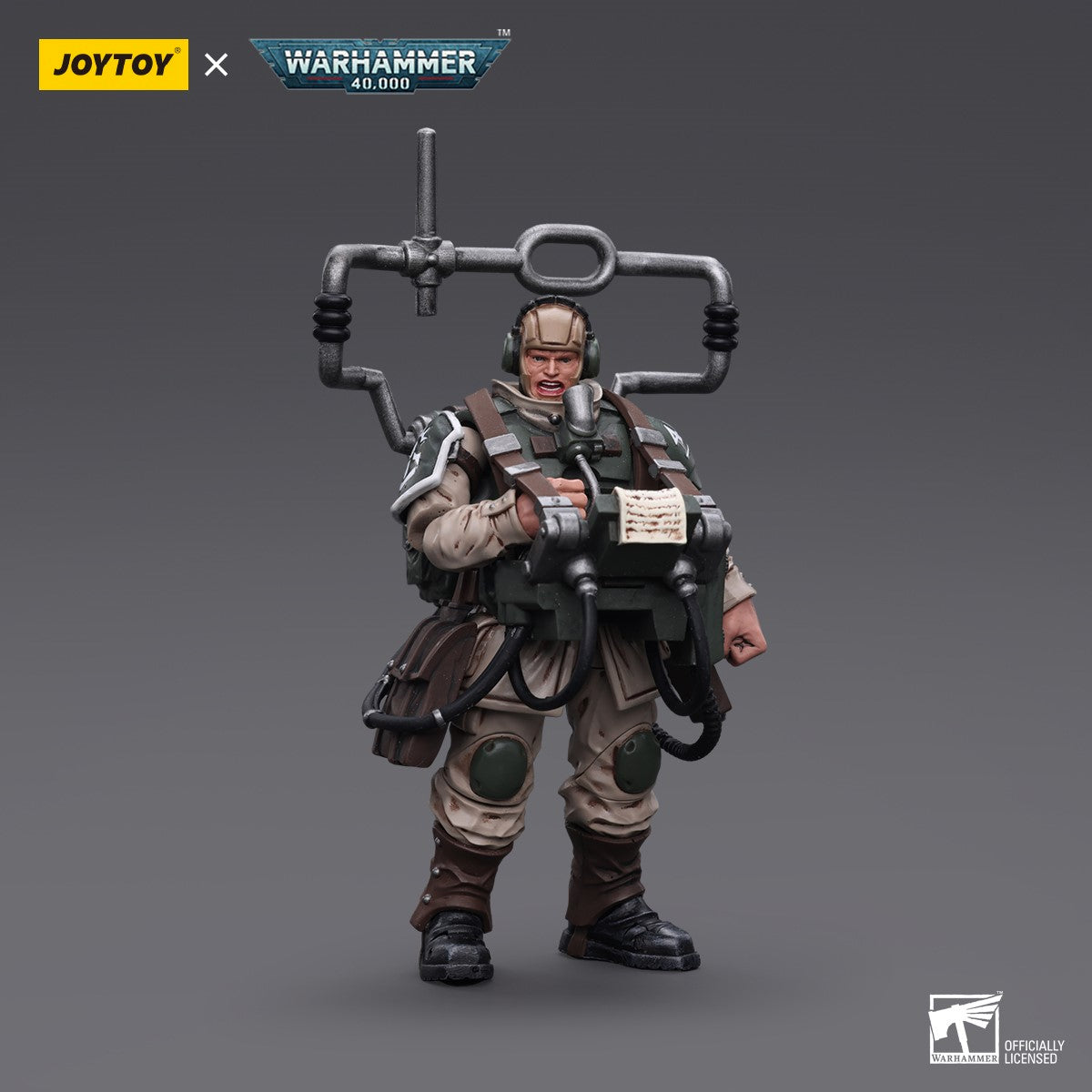 Warhammer 40k JoyToy Actionfigure - Astra Militarum Cadian Command Squad Veteran with Master Vox figure for collectors, display and premium