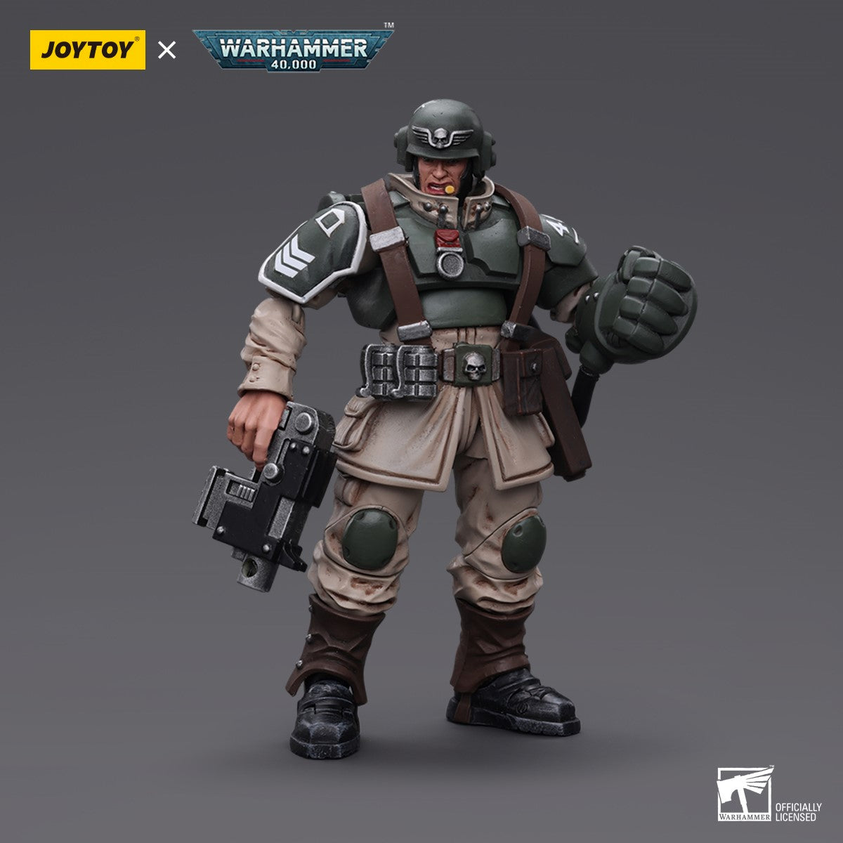 Warhammer 40k JoyToy Actionfigure - Astra Militarum Cadian Command Squad Veteran Sergeant with Power Fist figure for collectors, display
