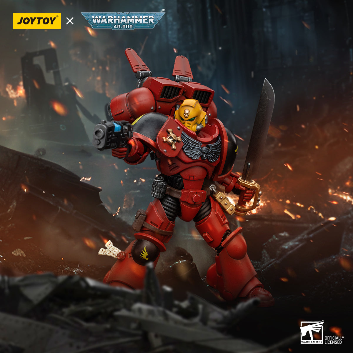 Warhammer 40k JoyToy Actionfigure - Blood Angels Jump Pack Intercessors Sergeant with Plasma Pistol figure for collectors, display and