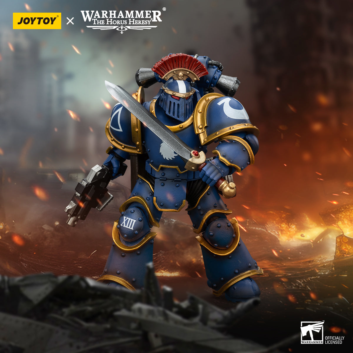 Warhammer 40k JoyToy Actionfigure - The Horus Heresy Ultramarines MKIII Legionaries Sergeant with Power Sword figure for collectors