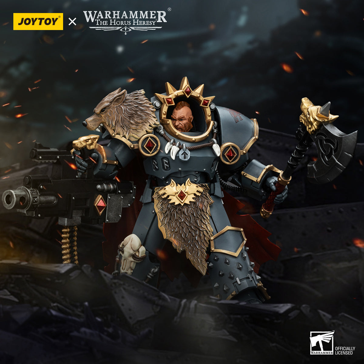 Warhammer 40k JoyToy Actionfigure - The Horus Heresy Space Wolves Hvarl Red-Blade figure for collectors, display and premium shelf