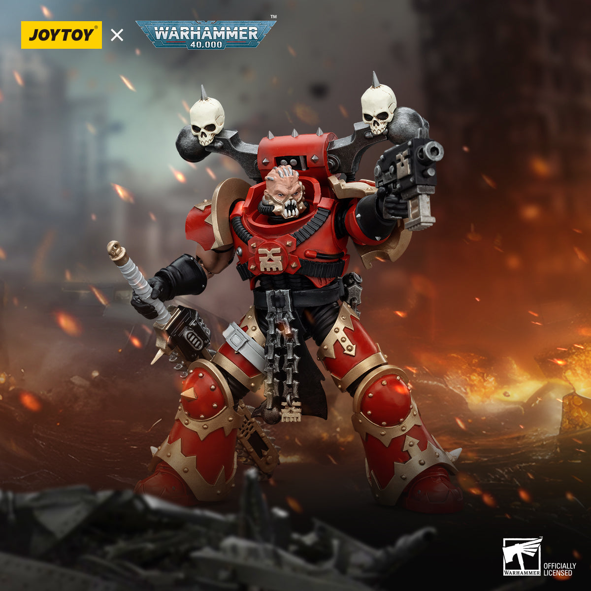 Warhammer 40k JoyToy Actionfigure - World Eaters Khorne Berzerker Eviscerator Chainsword figure for collectors, display and premium shelf