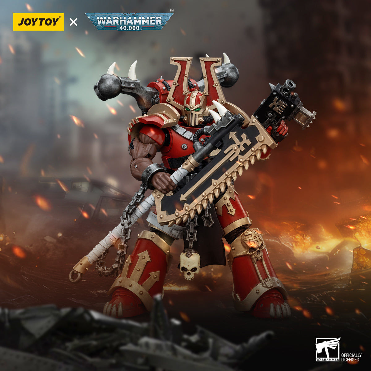 Warhammer 40k JoyToy Actionfigure - World Eaters Khorne Berzerker Eviscerator Chainaxe figure for collectors, display and premium shelf