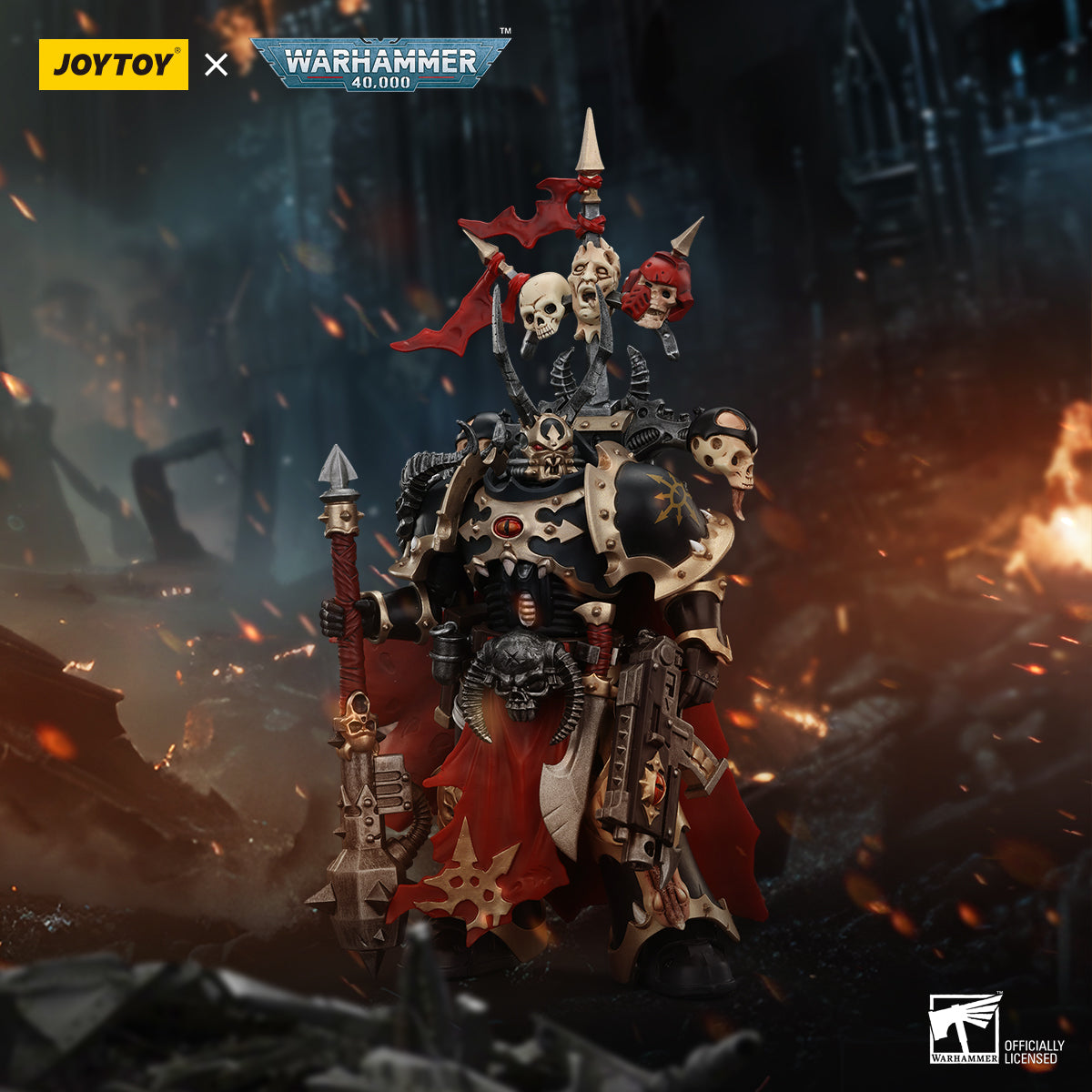 Warhammer 40k JoyToy Actionfigure - Chaos Space Marines Black Legion Chosen Champion with Bolter and Power Maul figure for collectors