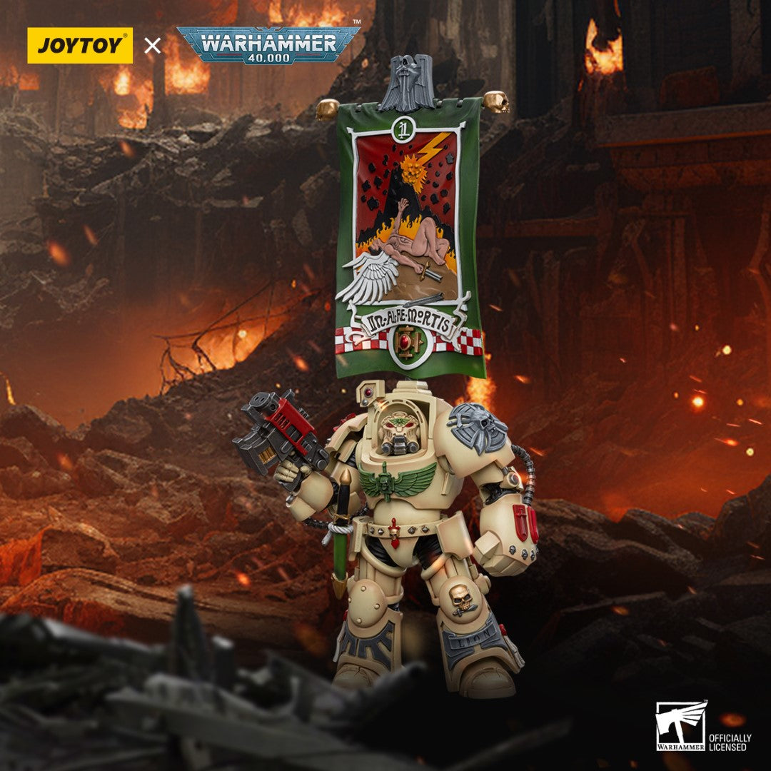 Warhammer 40k JoyToy Actionfigure - Dark Angels Deathwing Ancient with company banner figure for collectors, display and premium shelf