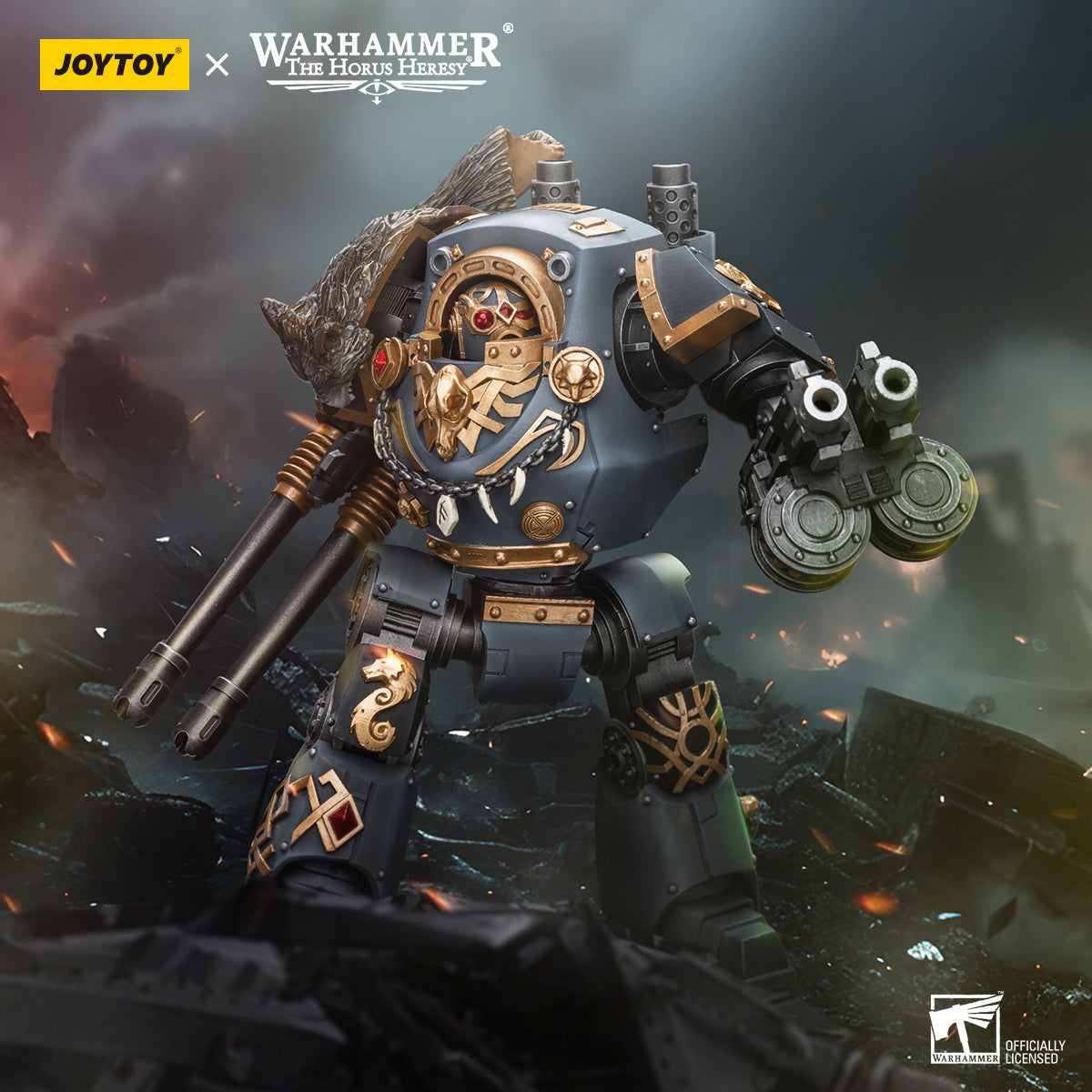 Warhammer 40k JoyToy Actionfigure - Space Wolves Contemptor Dreadnought with Gravis Bolt Cannon figure for collectors, display and premium