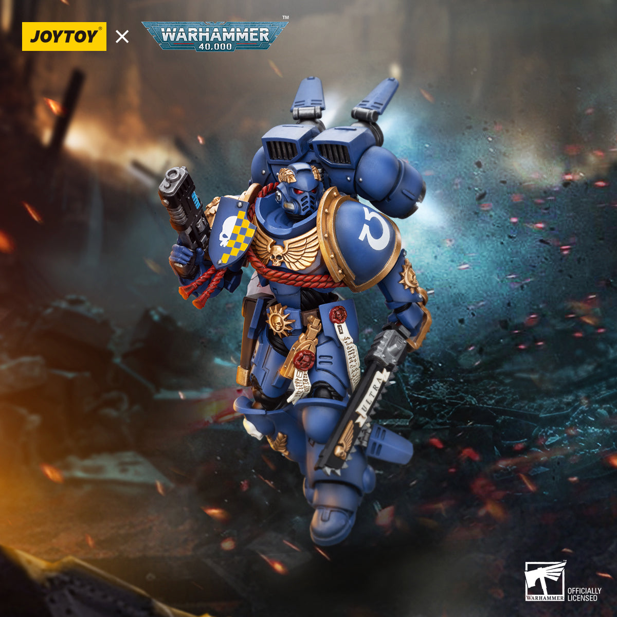 Warhammer 40k JoyToy Actionfigure - Ultramarines Captain with Jump Pack figure for collectors, display and premium shelf presentation