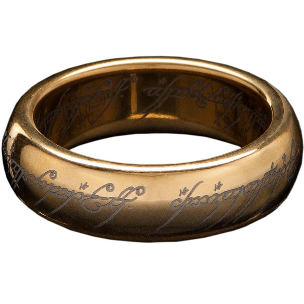 Weta Workshop LOTR- The One Ring (with runes) - Gold Plated Tungsten, Size 9