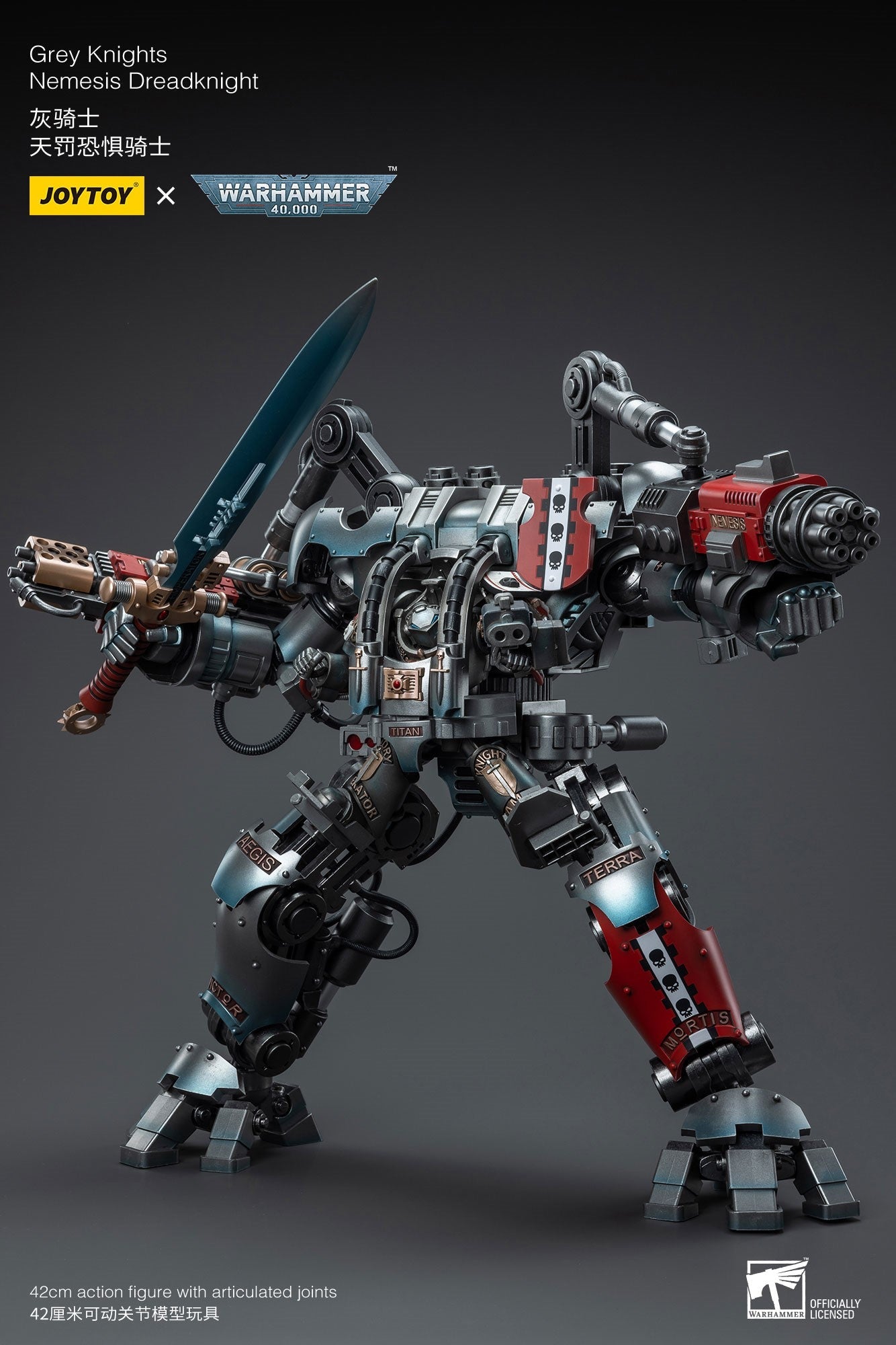 Warhammer 40k JoyToy Actionfigure - Grey Knights Nemesis Dreadknight with Terminator Caddon Vibova figure for collectors, display and