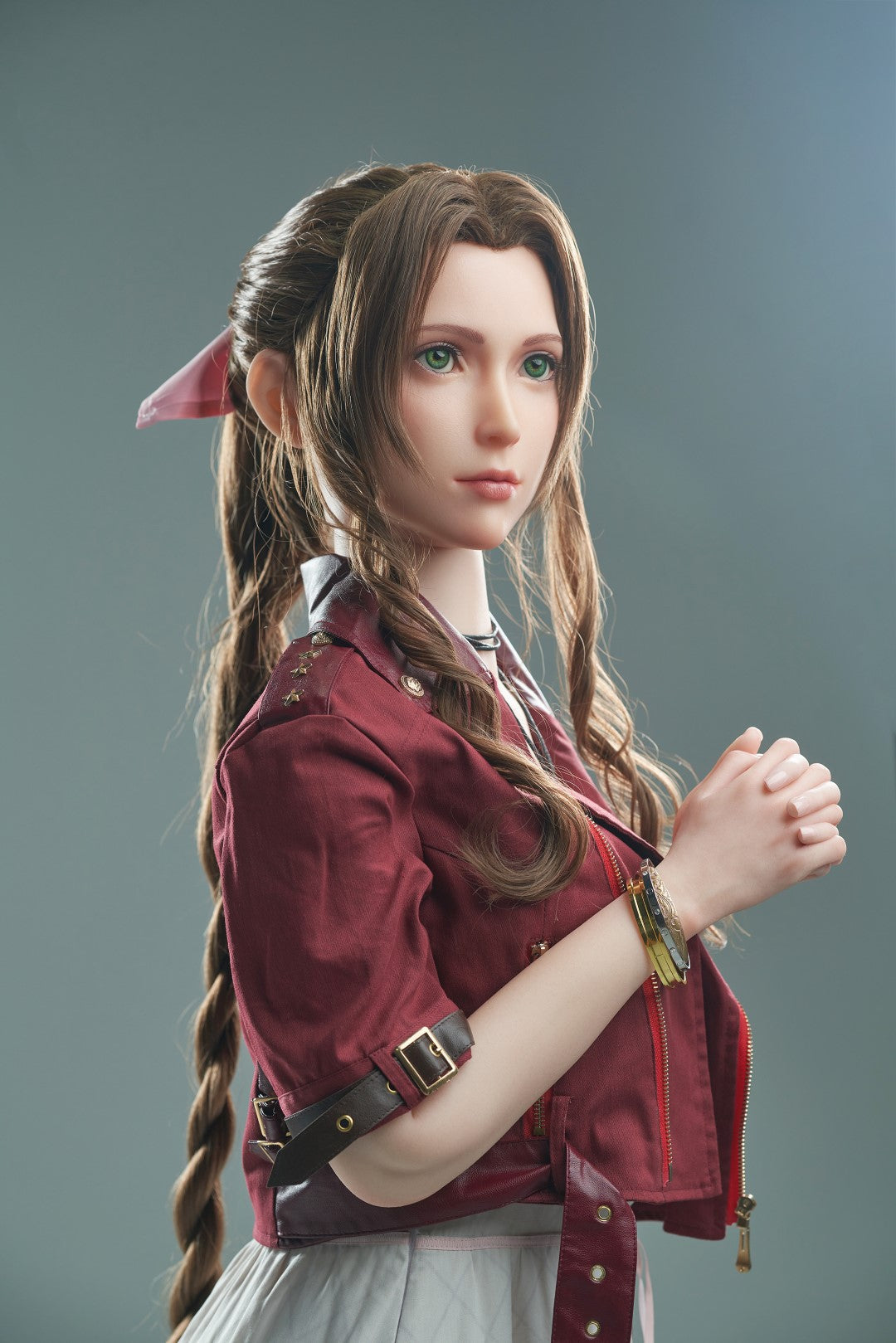 Aerith Realistic Silicone 1:1 Replica Cosplay Model Doll statue from Game Lady Studio for collectors, display and premium shelf presentation