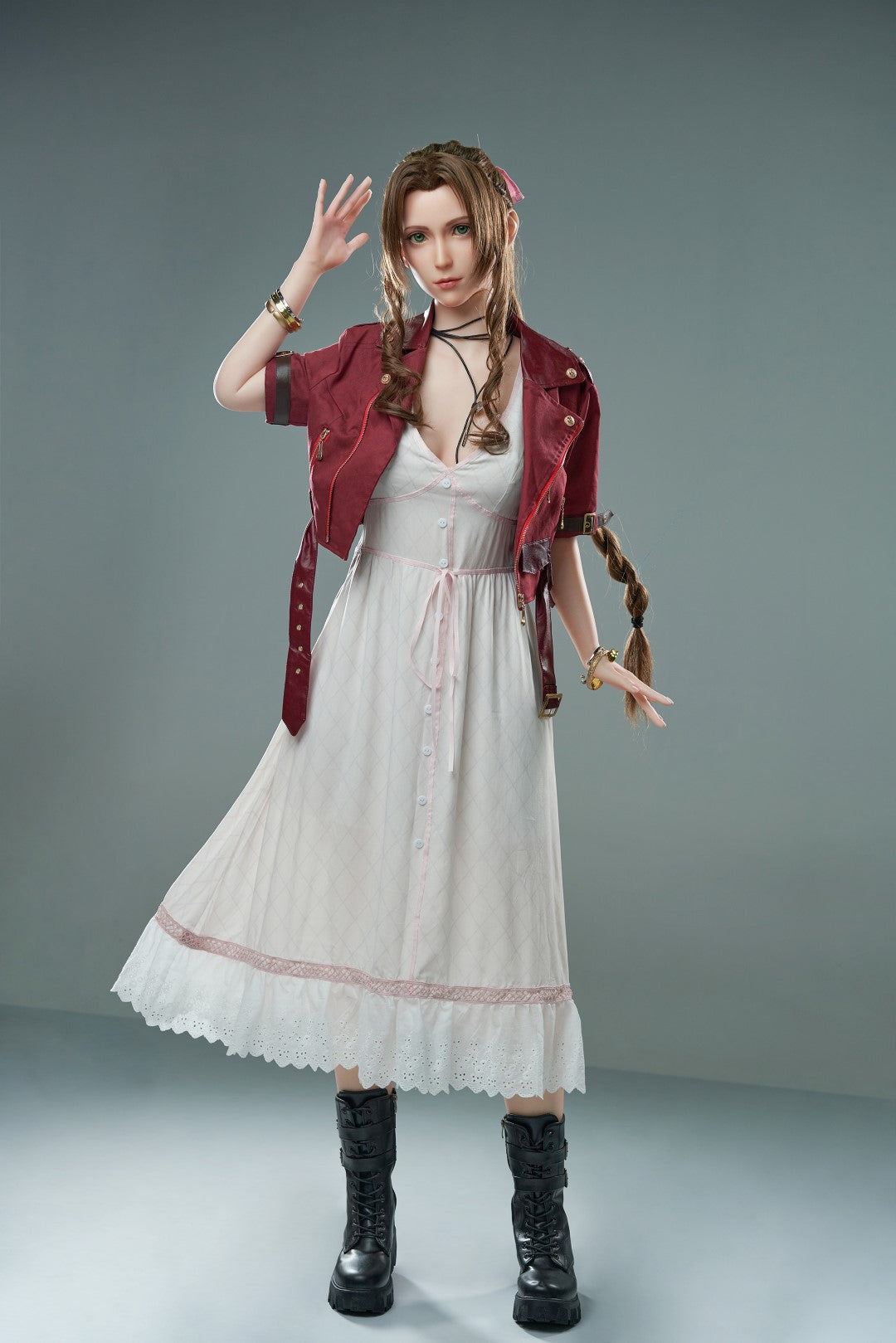 Aerith Realistic Silicone 1:1 Replica Cosplay Model Doll statue from Game Lady Studio for collectors, display and premium shelf presentation