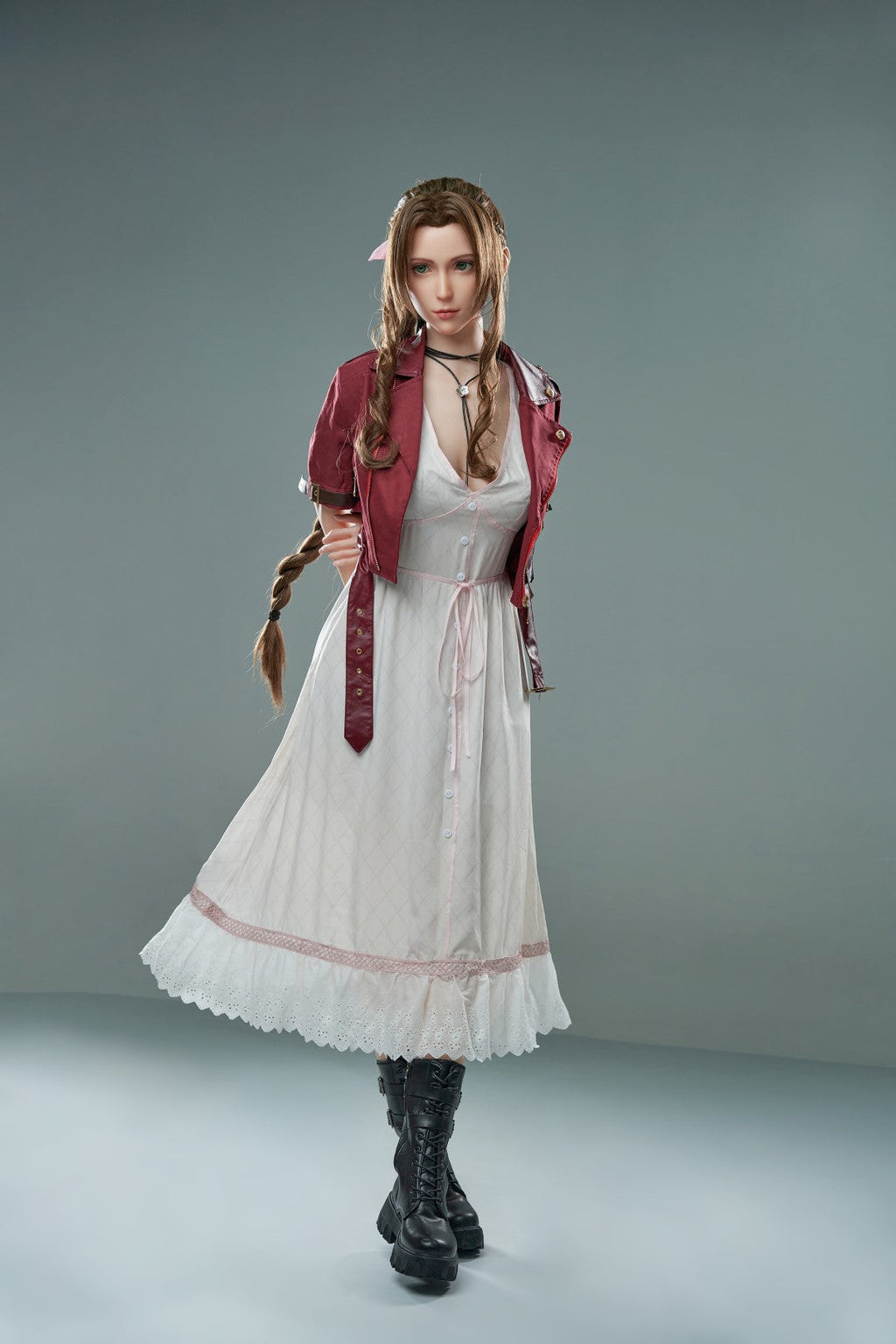 Aerith Realistic Silicone 1:1 Replica Cosplay Model Doll statue from Game Lady Studio for collectors, display and premium shelf presentation