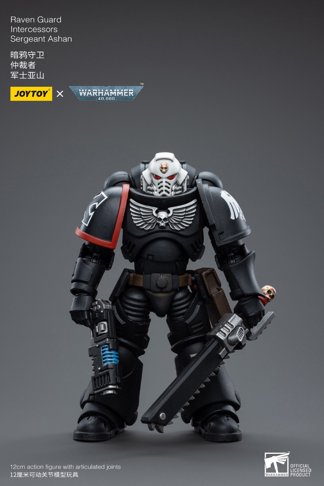 Warhammer 40k JoyToy Actionfigure - Raven Guard Intercessors Sergeant Ashan figure for collectors, display and premium shelf presentation