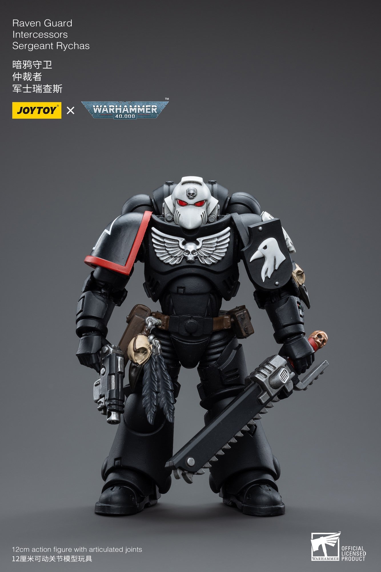 Warhammer 40k JoyToy Actionfigure - Raven Guard Intercessors Sergeant Rychas figure for collectors, display and premium shelf presentation