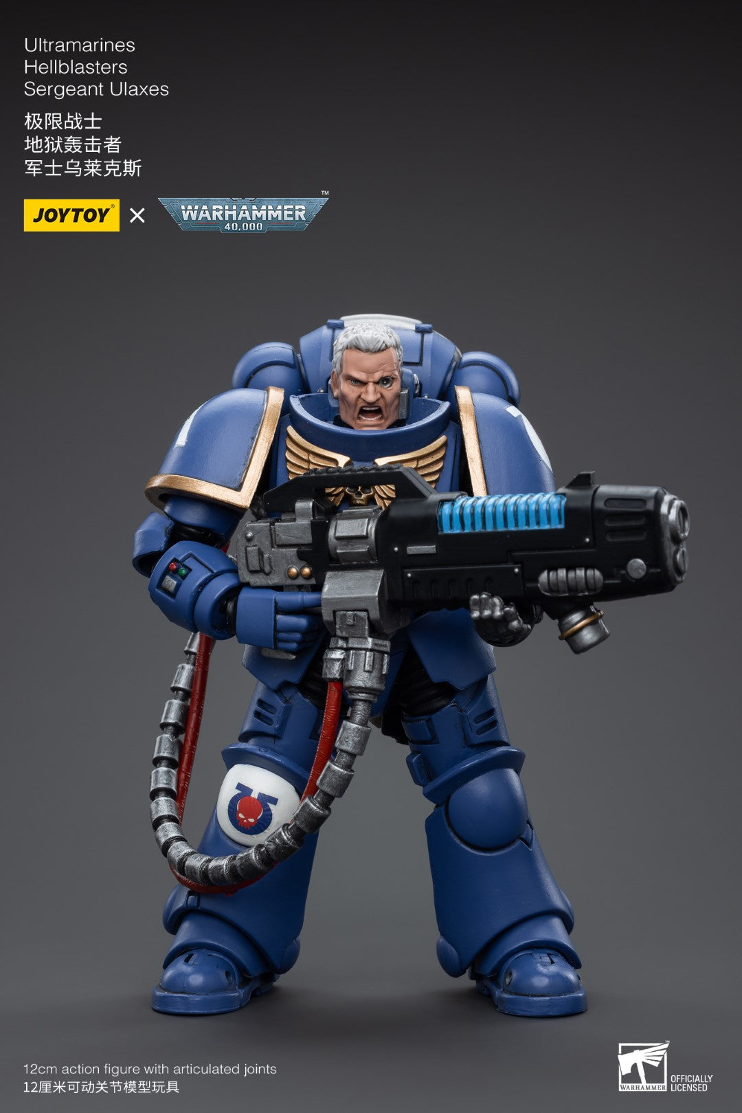 Warhammer 40k JoyToy Actionfigure - Ultramarines Hellblasters Sergeant Ulaxes figure for collectors, display and premium shelf presentation