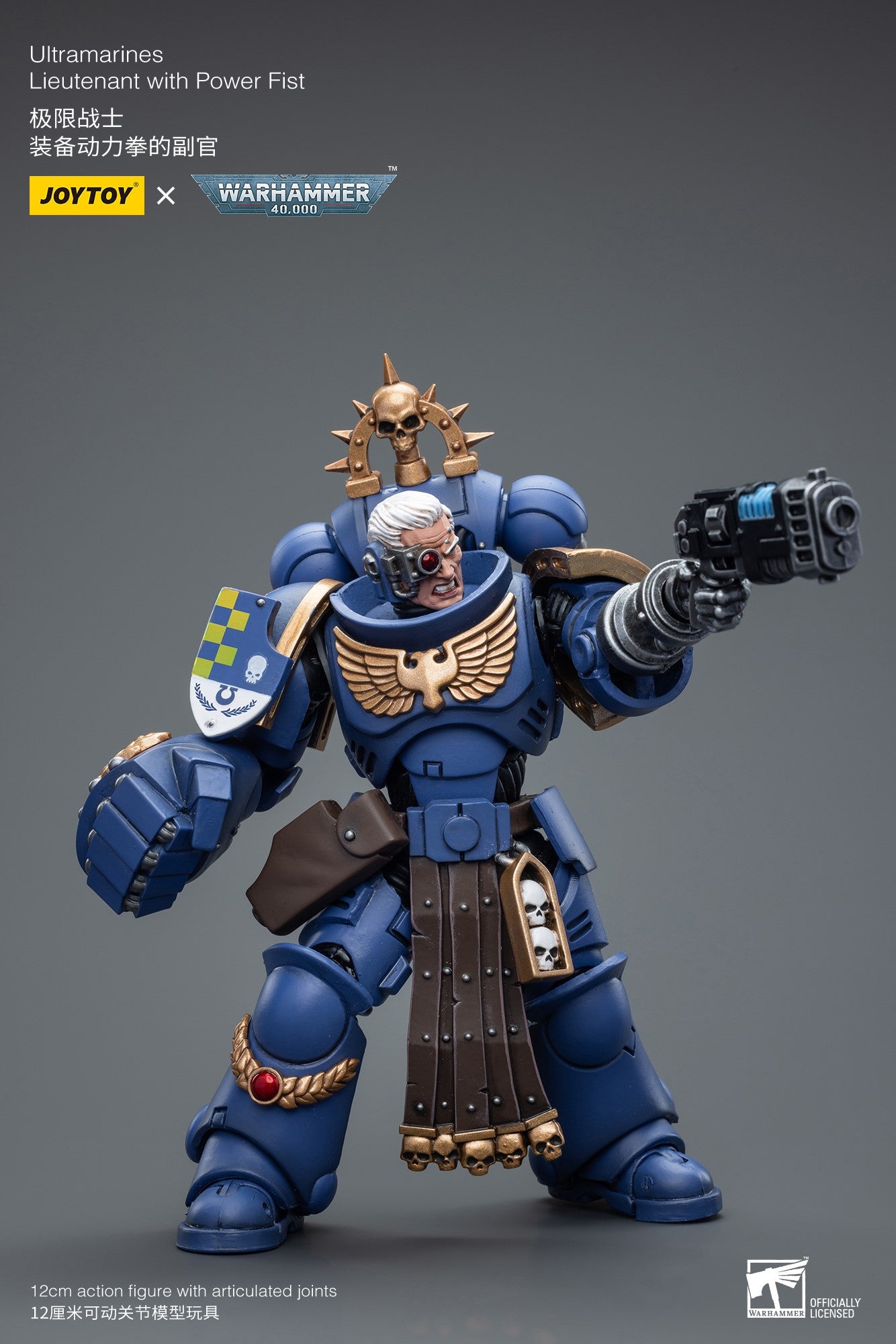 Warhammer 40k JoyToy Actionfigure - Ultramarines Lieutenant with Power Fist figure for collectors, display and premium shelf presentation
