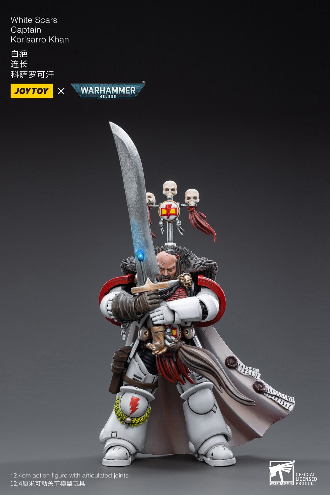Warhammer 40k JoyToy Actionfigure - White Scars Captain Kor'sarro Khan figure for collectors, display and premium shelf presentation