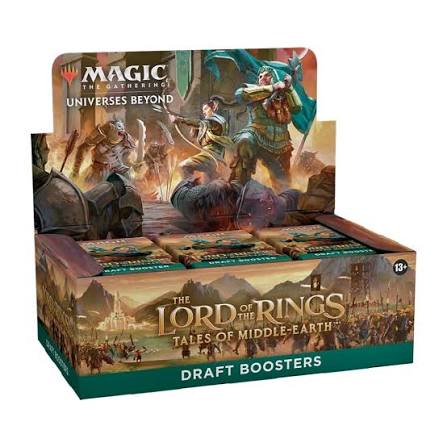 Magic the Gathering Universes Beyond - Lord of the Rings: Tales of Middle Earth - Booster Box (english). Box of 'Magic: The Gathering' draft boosters featuring 'The Lord of the Rings' theme.