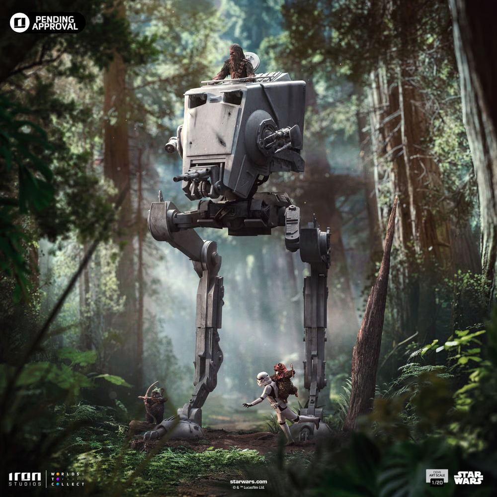 Star Wars AT-ST 1:20 Scale Statue Imperial Walker with Chewbacca statue for collectors, display and premium shelf presentation