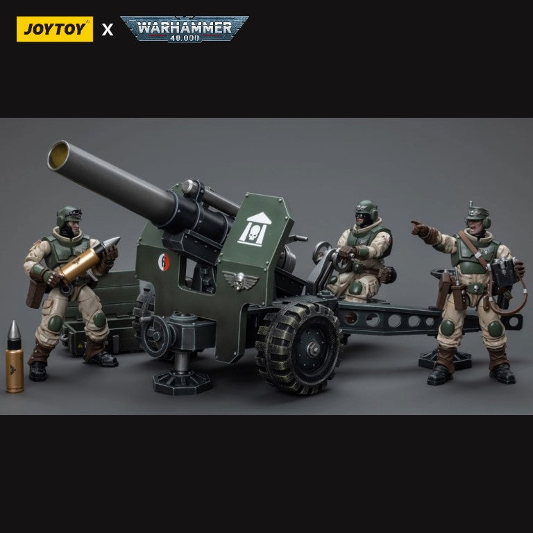 Warhammer 40k JoyToy Actionfigure - Astra Militarum Ordnance Team with Bombast Field Gun figure for collectors, display and premium shelf