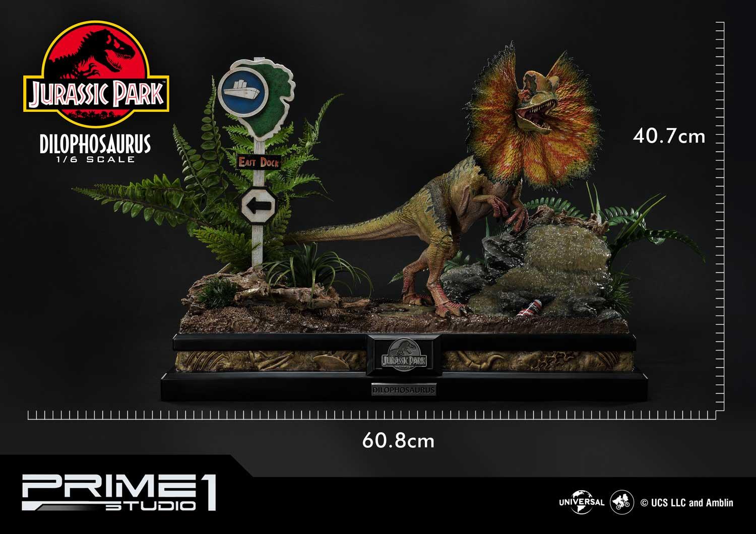 Jurassic Park - Dilophosaurus EX 1:6 - IN STOCK statue from Prime 1 Studio for collectors, display and premium shelf presentation