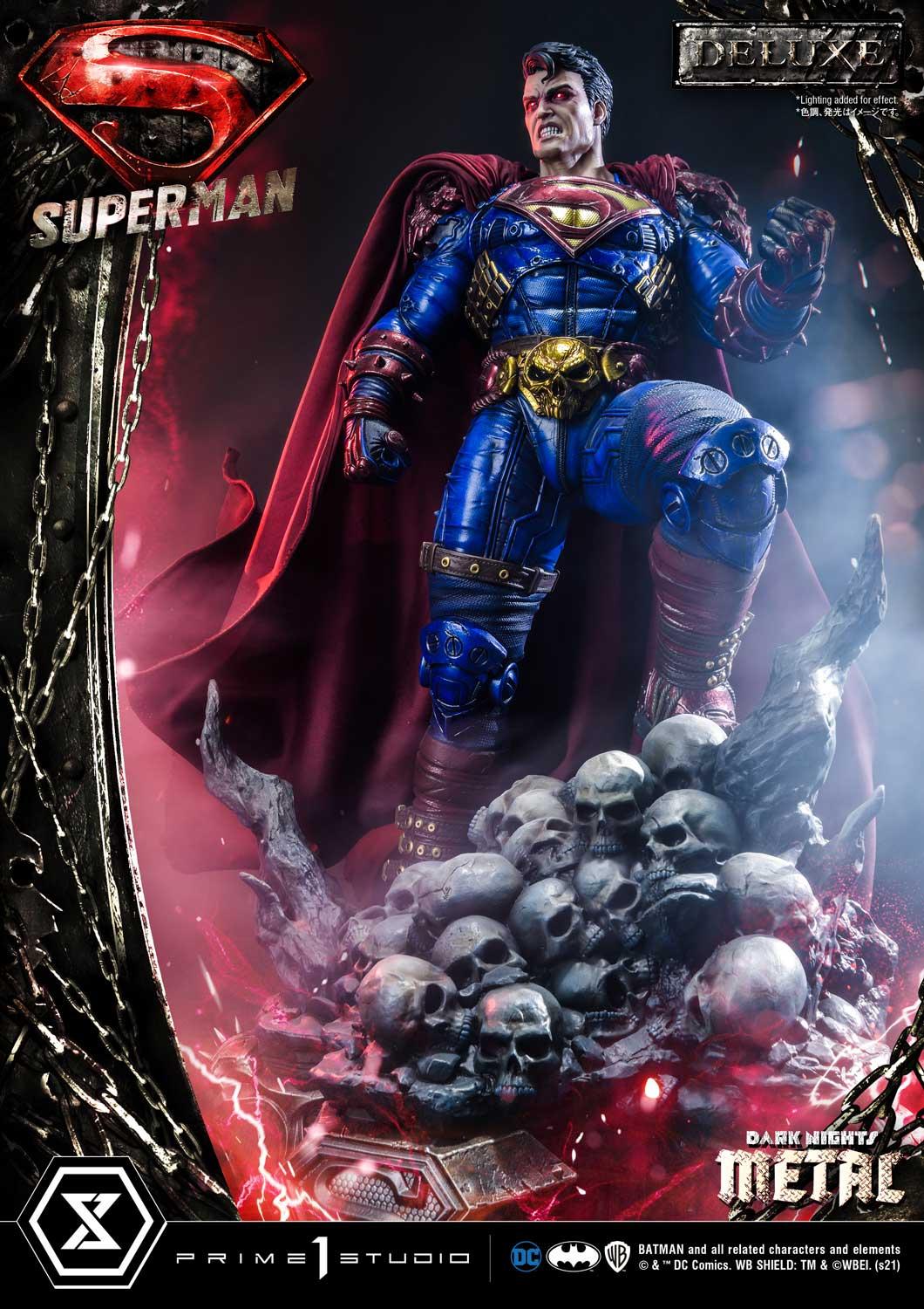 Superman Dark Metal DX - IN STOCK statue from Prime 1 Studio for collectors, display and premium shelf presentation