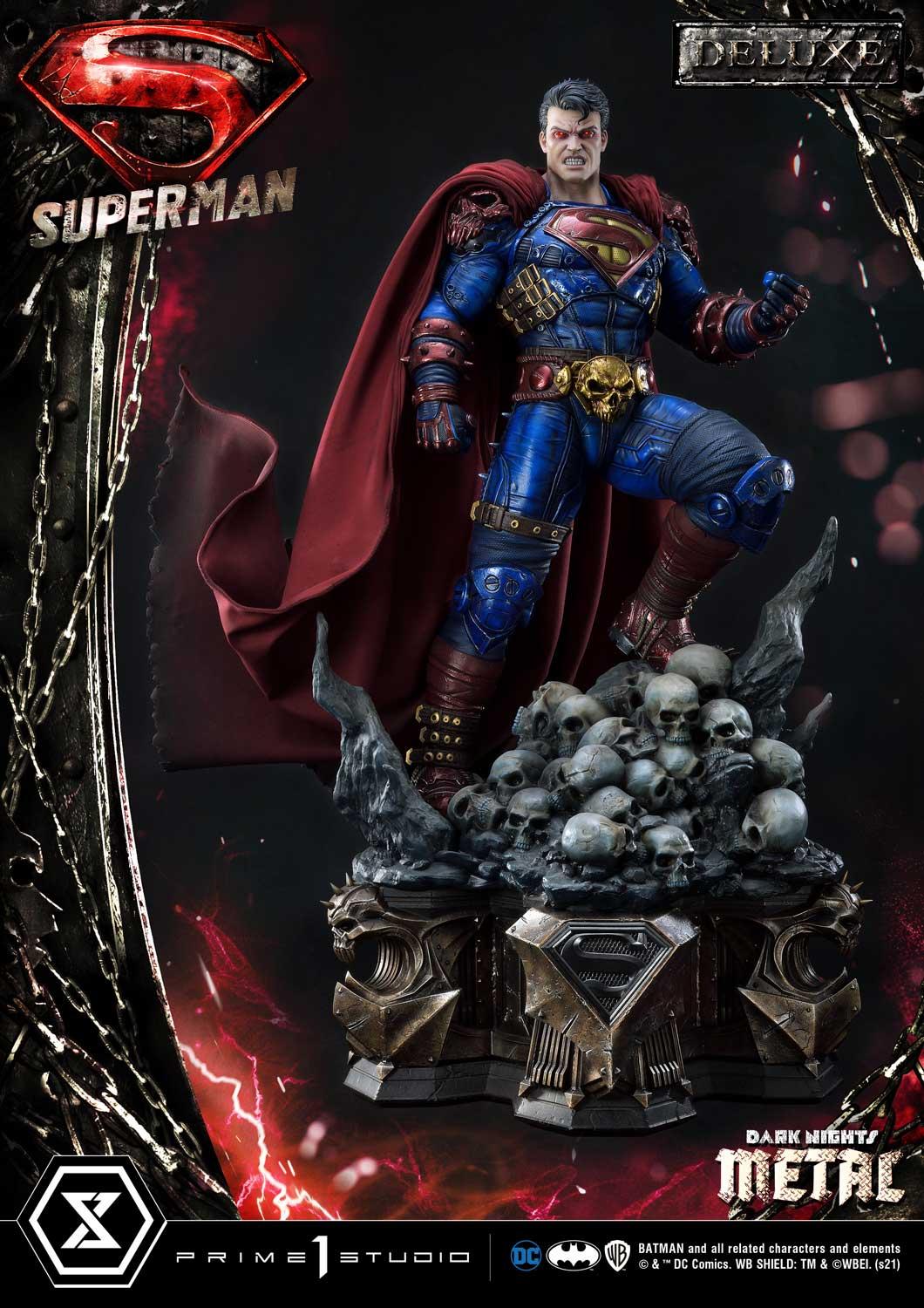 Superman Dark Metal DX - IN STOCK statue from Prime 1 Studio for collectors, display and premium shelf presentation