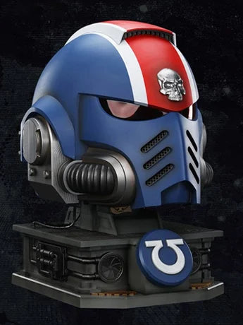 Warhammer 40k - Space Marine 2 Ultramarines Lieutenant Titus' MKX Wearable Helmet Replica statue for collectors, display and premium shelf