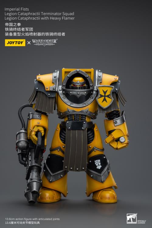 Warhammer: The Horus Heresy Imperial Fists Legion Cataphractii Terminator Squad Legion Cataphractii with Heavy Flamer 1/18 Scale Action Figure