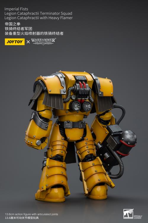 Warhammer: The Horus Heresy Imperial Fists Legion Cataphractii Terminator Squad Legion Cataphractii with Heavy Flamer 1/18 Scale Action Figure