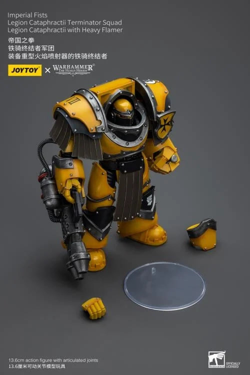 Warhammer: The Horus Heresy Imperial Fists Legion Cataphractii Terminator Squad Legion Cataphractii with Heavy Flamer 1/18 Scale Action Figure