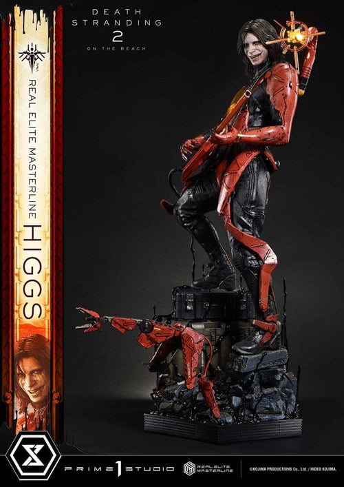 Statue of a character from 'Death Stranding 2' on a dark background with 'Prime1 Studio' branding. Death Stranding 2: On The Beach Real Elite Masterline Statue 1/3 Higgs 81 cm
