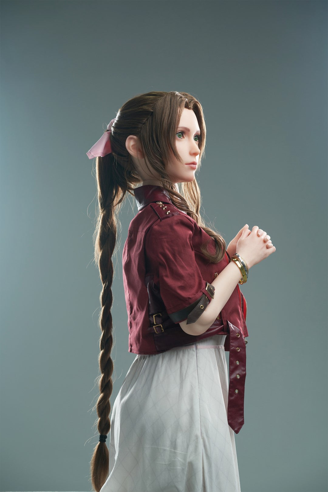 Aerith Realistic Silicone 1:1 Replica Cosplay Model Doll replica doll from Game Lady for collectors, display and premium shelf presentation
